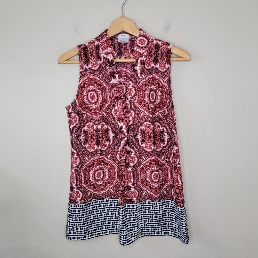 Van Heusen Mixed Print Sleeveless Blouse Size Small - Picture 2 of 6